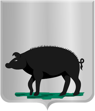 Wapen van Eversdijk: In zilver een gaand wild zwijn van sabel op een losse grond van sinopel.