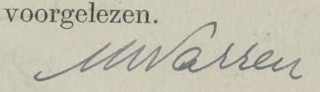 Handtekening Hans Warren. Overlijdensregister Borssele, 5 april 1947.