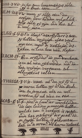 Pagina uit reglement van zakkendragersgilde uit 1668.
