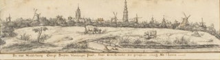 Panorama van Middelburg, tekening door Gerard de Grendel. Zeeuws Archief, Zelandia Illustrata II-227