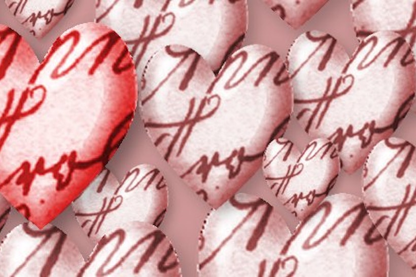 Archiefstukken in de vorm van hartjes in het kader van het twitterevenement loveheritage op Valentijnsdag door archiefdiensten