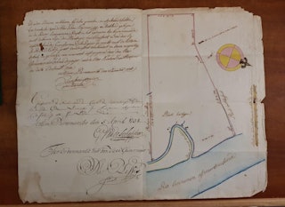 Tekening van plantage Houttuyn uit het archief Spoors en Sprenger.
